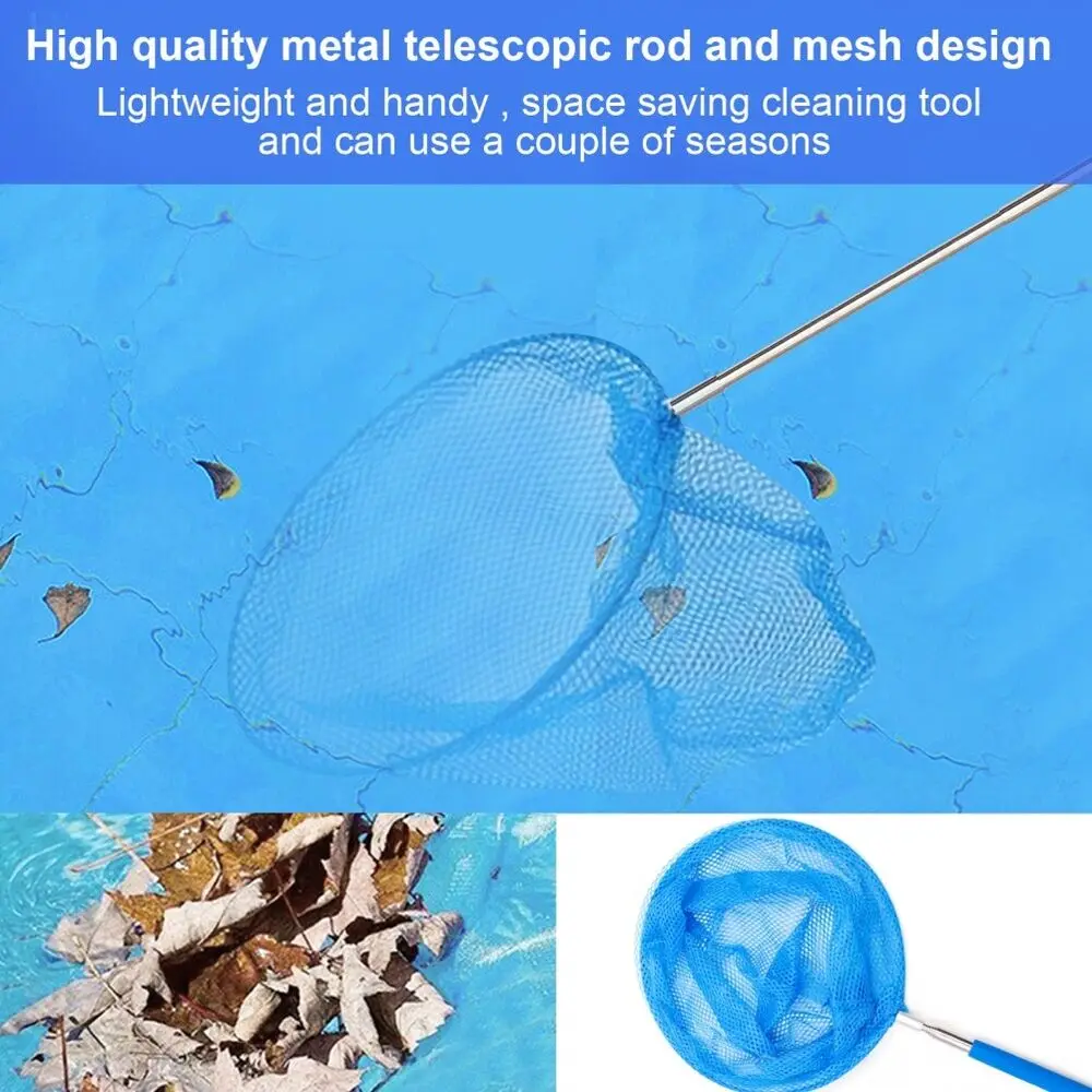 2023 New Telescopic Swimming Pool Net Rake Clear Cleaner Scoop Leaf Stainless Steel Skimmer Mesh Frame Kids Outdoor Fish Nett thumbnail 5