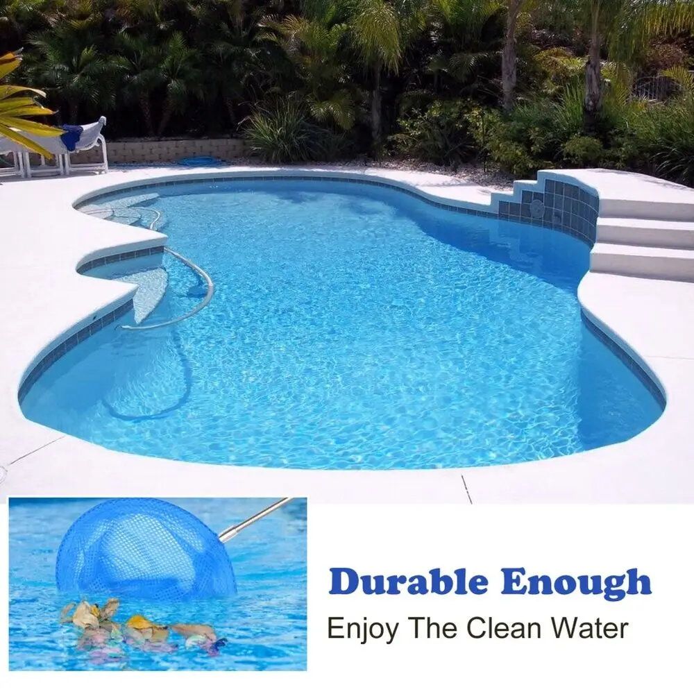 2023 New Telescopic Swimming Pool Net Rake Clear Cleaner Scoop Leaf Stainless Steel Skimmer Mesh Frame Kids Outdoor Fish Nett thumbnail 4