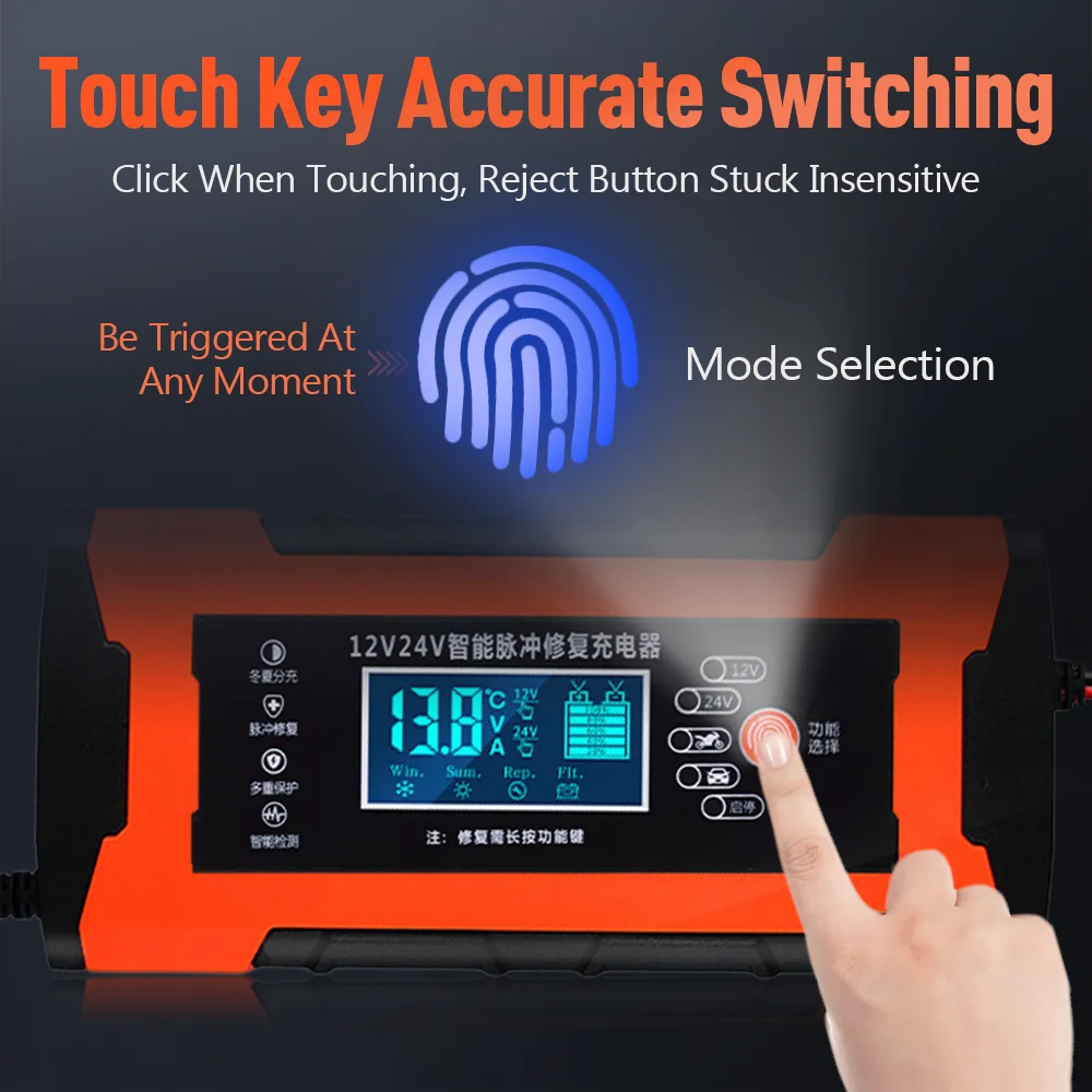 Car Battery Charger 10A 12V Automotive Battery Charger 24V 5A Car Accesorries Digital Display Detection Pulse Repair Car Charger thumbnail 2