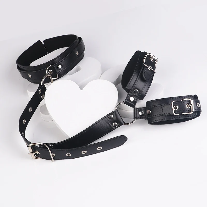 Neck to Wrist Restraints Kit Sexy Women BDSM Fetish Behind Back Handcuffs Collar Adjustable Bondage Set Couple SM Sex Game Tool thumbnail 2