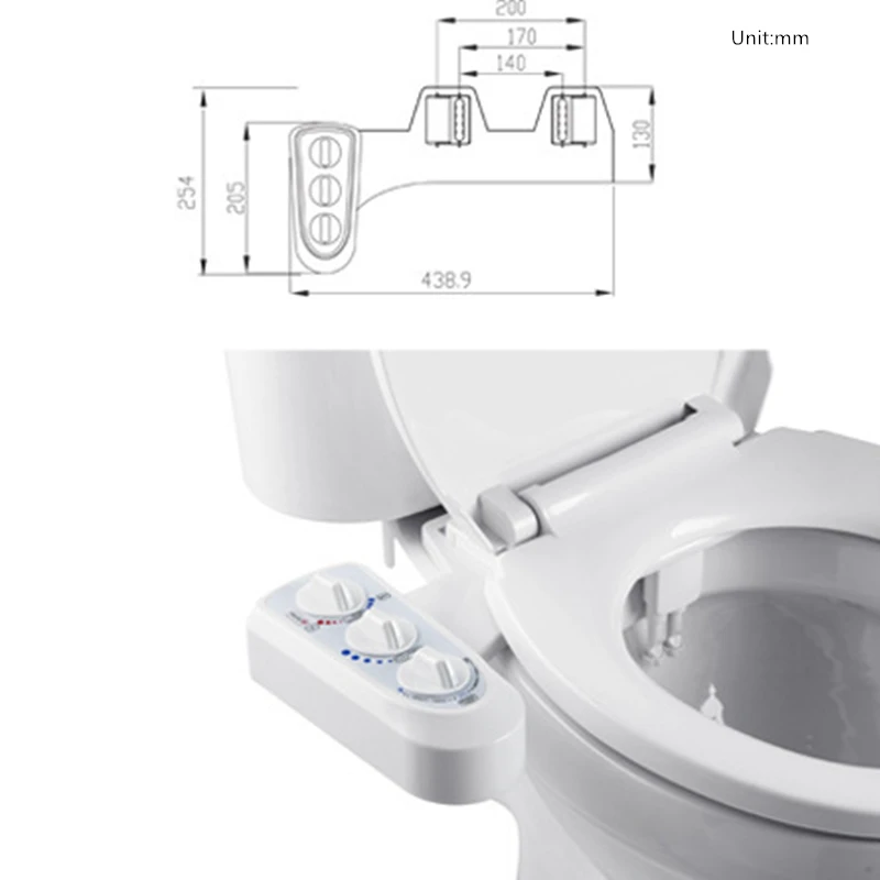 1PC ABS Bidet for Non-Electric Mechanical Bidet Toilet Seat Attachment Hot and Cold Water Spray Dual Nozzle thumbnail 6