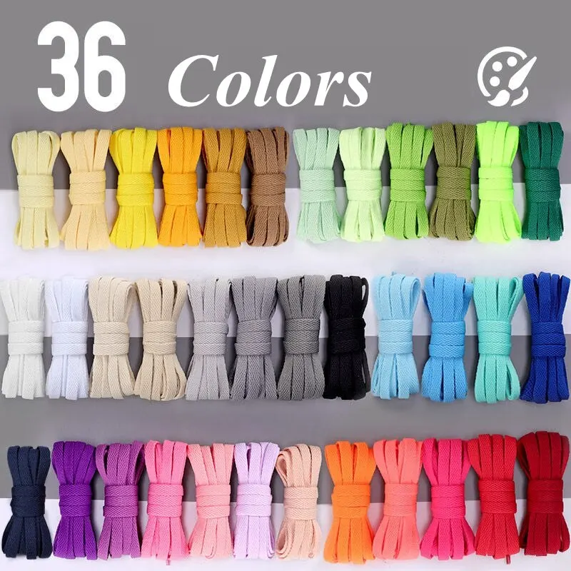 1Pair 36colors Flats Shoelaces Classic Shoe Laces Off Sneaker White  Sports Men Women Children Shoelace Casual Shoe Strings thumbnail 2
