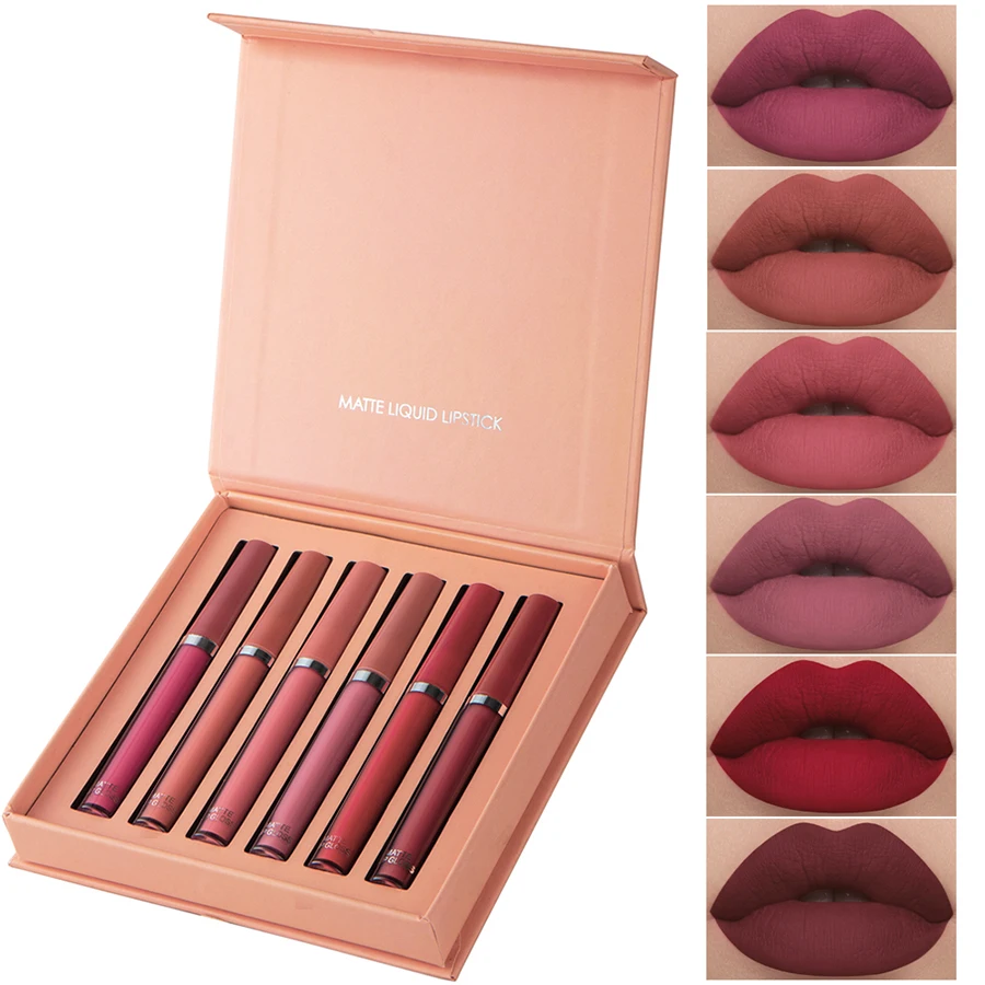 Matte Lip Gloss Set 6 Color Lipstick Smooth And Lasting Display Lip Gloss Waterproof Moisturizing Lipstick Holiday Gift Box Set thumbnail 3
