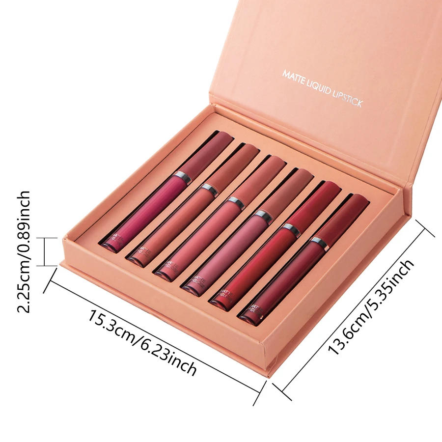 Matte Lip Gloss Set 6 Color Lipstick Smooth And Lasting Display Lip Gloss Waterproof Moisturizing Lipstick Holiday Gift Box Set thumbnail 5