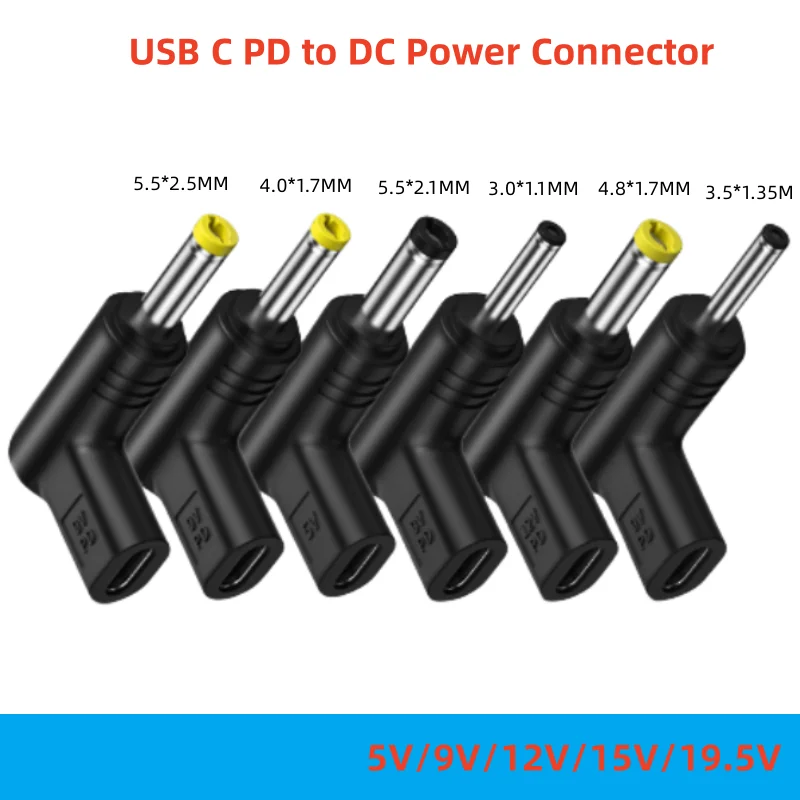 USB C PD to DC Power Connector Universal 5V 9V 12V 15V 19V TypeC to DC Jack Plug Charge Adapter Converter for Router Tablet Fan