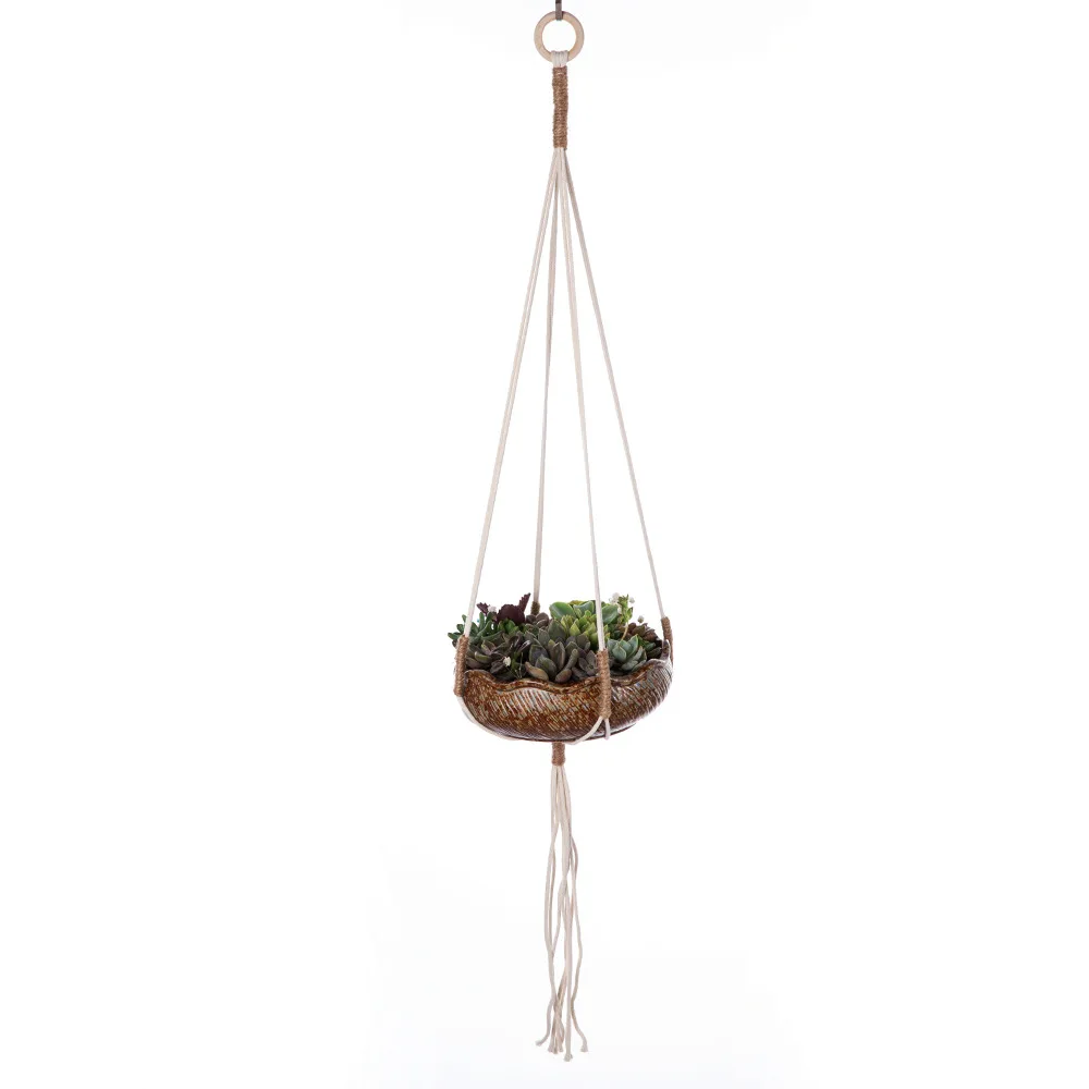 Macrame Plant Hanger Indoor Hanging Planter Basket Woven Cotton Rope Flower Pot Crochet Plant Holder Stand for Boho Home Decor thumbnail 3