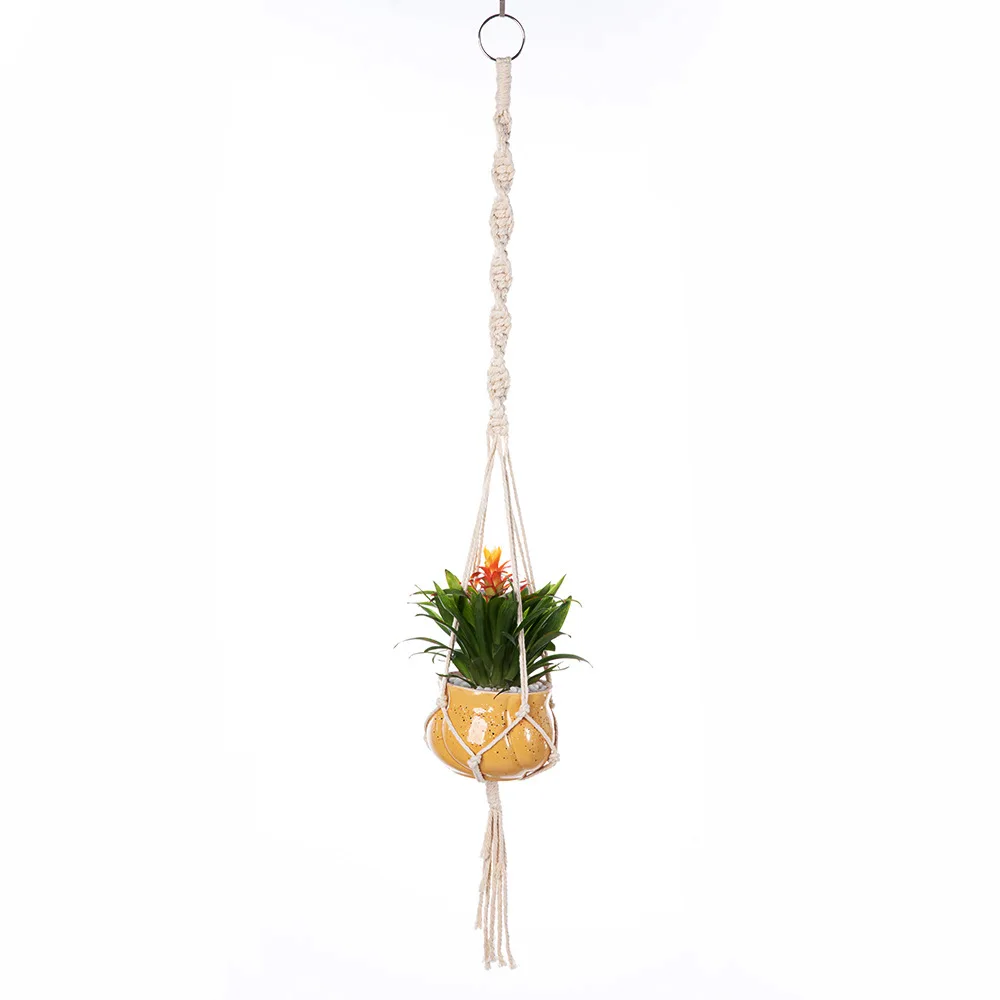 Macrame Plant Hanger Indoor Hanging Planter Basket Woven Cotton Rope Flower Pot Crochet Plant Holder Stand for Boho Home Decor thumbnail 4