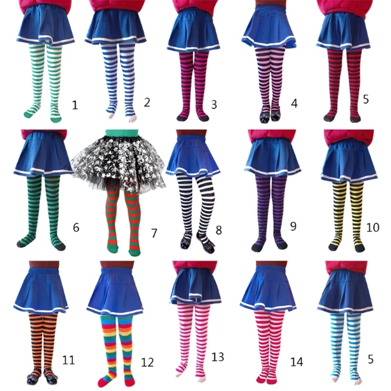 Halloween Cosplay Children Stripe Pantyhose Stockings Baby Boys Girls Christmas Tights Kids Masquerade Party Costumes A2UB thumbnail 2