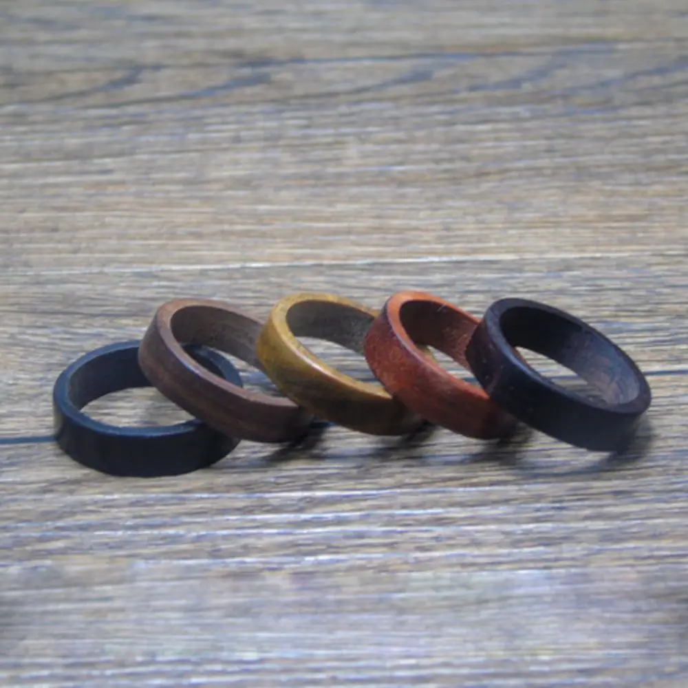 Fashion Blood Sandalwood Ebony Wood Ring for Men Women Retro Natural Wood Ring Pagan Pull Finger Ring Women's Ring Jewelry Gift thumbnail 4