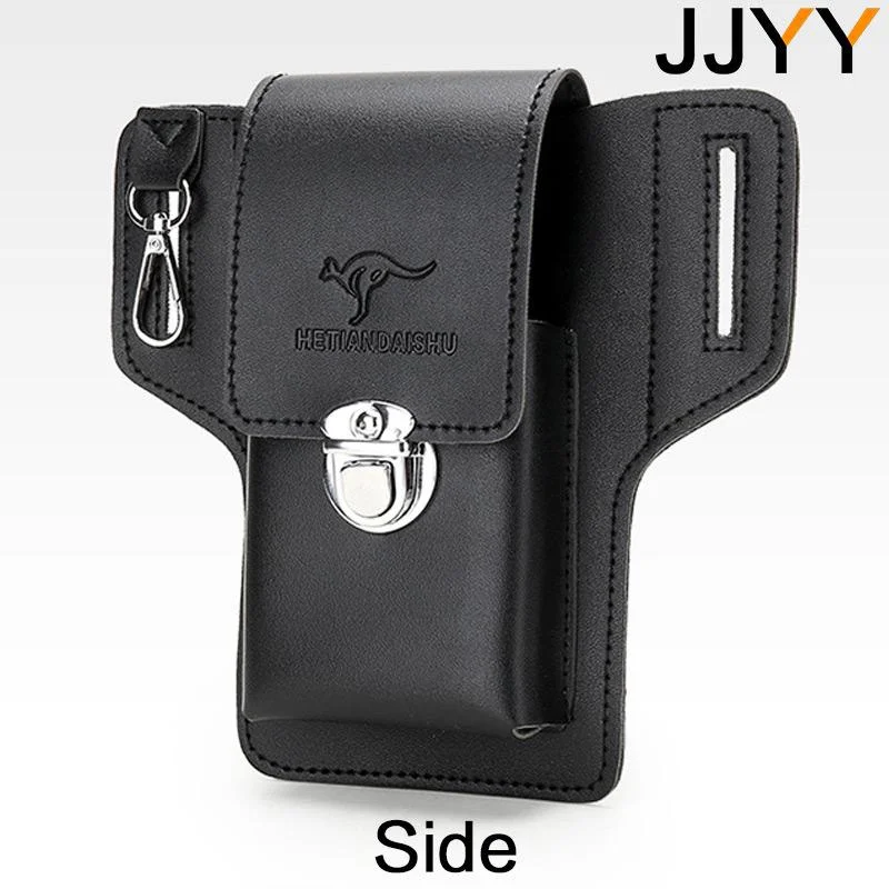 Men Leather Pack Waist Bag Belt Clip Phone case Holster Mobile phone bag Fits all mobile 5.4 - 6.9 inch phones iphone Samsung thumbnail 3