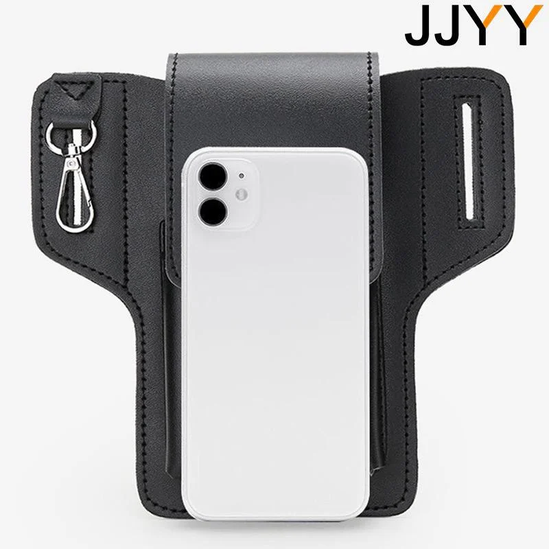 Men Leather Pack Waist Bag Belt Clip Phone case Holster Mobile phone bag Fits all mobile 5.4 - 6.9 inch phones iphone Samsung thumbnail 6
