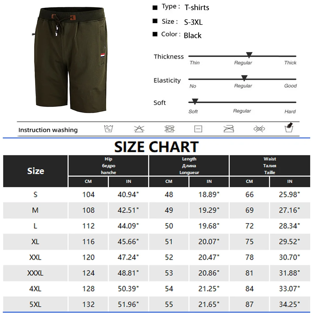 New Men's Shorts Summer Breeches Cotton Casual Sweat Men Hip Hop Streetwear Loose Jogger Shortspocket Beach Short Pants thumbnail 5