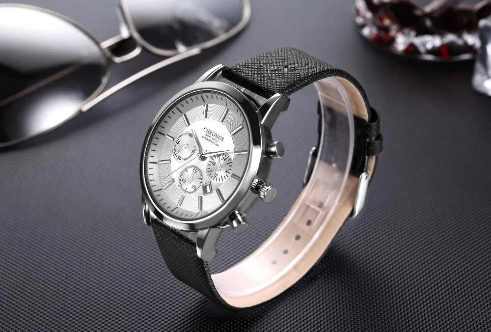 CHRONOS Mens Watches Male Sport Business Quartz Wristwatch  Dress Leather Clock Causal Military Timepiece Relogio Masculino thumbnail 3