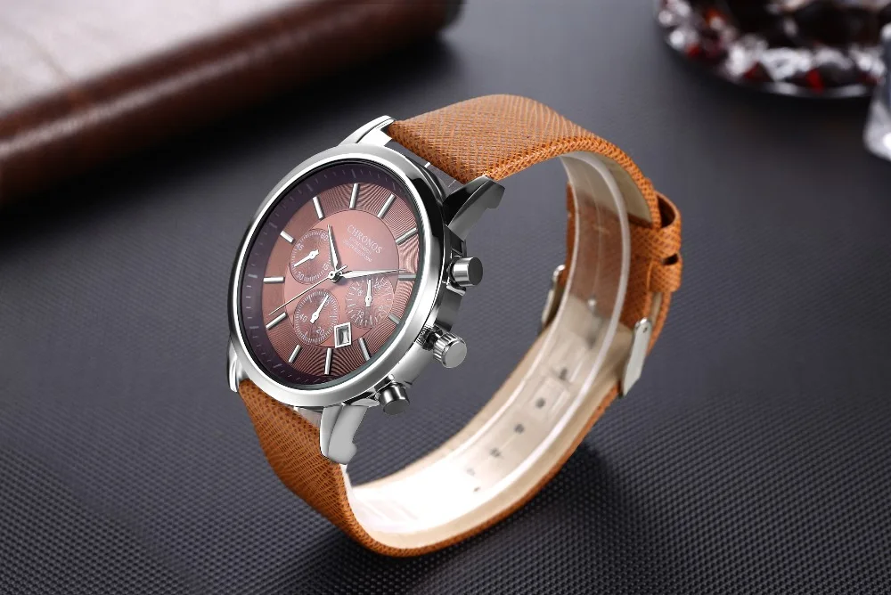 CHRONOS Mens Watches Male Sport Business Quartz Wristwatch  Dress Leather Clock Causal Military Timepiece Relogio Masculino thumbnail 2