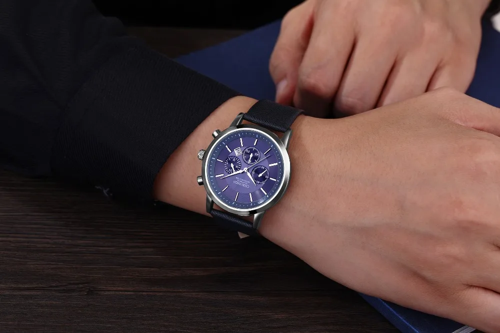 CHRONOS Mens Watches Male Sport Business Quartz Wristwatch  Dress Leather Clock Causal Military Timepiece Relogio Masculino thumbnail 5