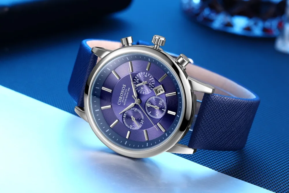CHRONOS Mens Watches Male Sport Business Quartz Wristwatch  Dress Leather Clock Causal Military Timepiece Relogio Masculino thumbnail 4