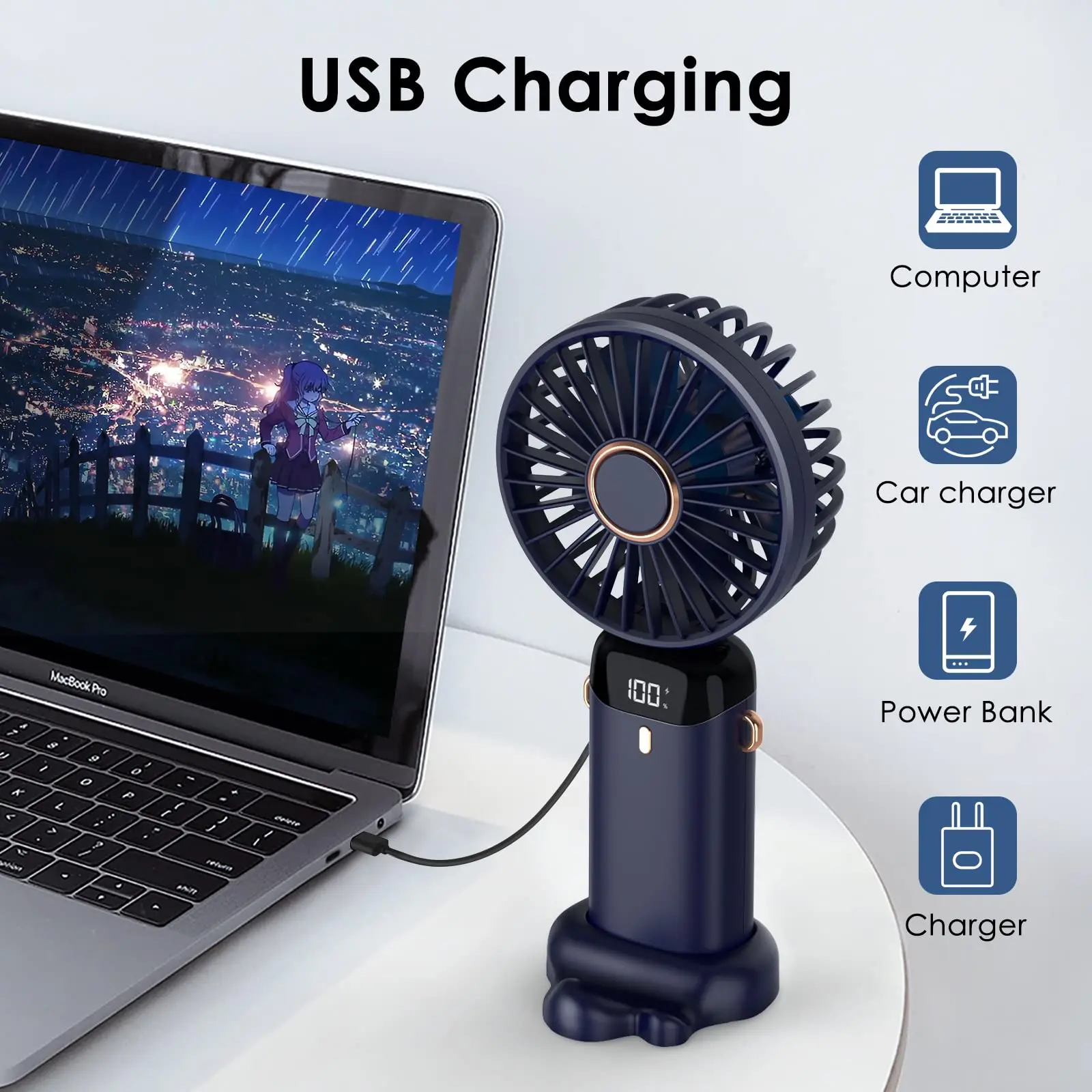Electric Fan Portable Air Conditioner Mini Cooler Rechargeable Neck Fans for Home Free Shipping Hand Usb Conditioning Blades thumbnail 5