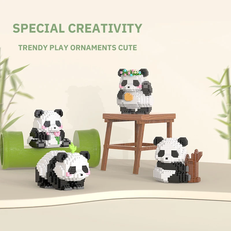 Creative DIY Assemable Animal Cute MINI Chinese Style Animal Panda Building Block Educational Boy Toys For Children Model Bricks thumbnail 2