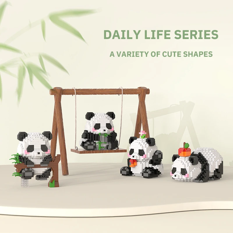 Creative DIY Assemable Animal Cute MINI Chinese Style Animal Panda Building Block Educational Boy Toys For Children Model Bricks thumbnail 3