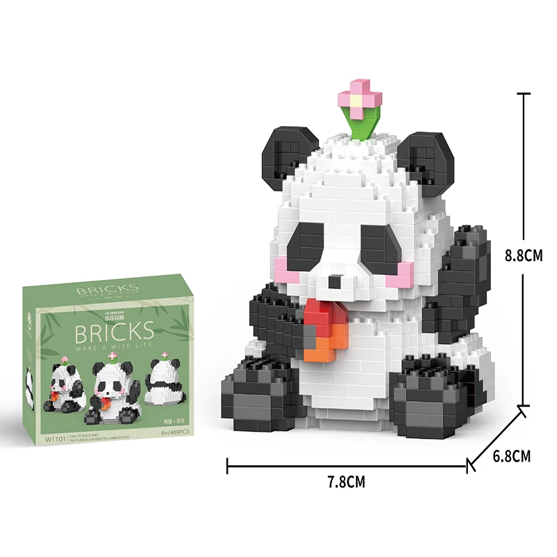 Creative DIY Assemable Animal Cute MINI Chinese Style Animal Panda Building Block Educational Boy Toys For Children Model Bricks thumbnail 6