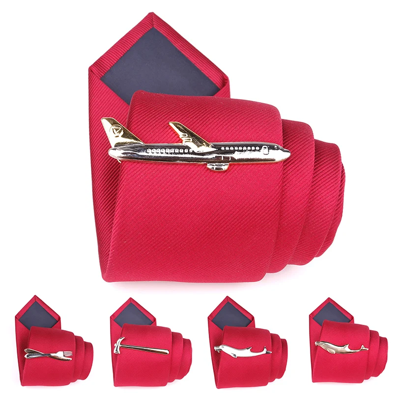 Men Alloy Metal Gold Color Tie Clips Clasp Cufflinks Steamship Dolphin Airplane Tie Bar Wedding Party Jewelry Pin thumbnail 4