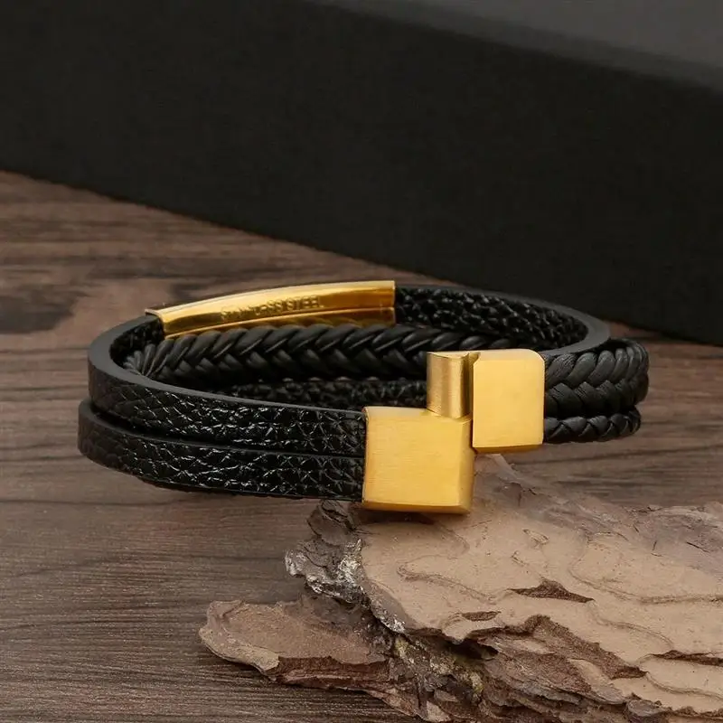 Classic Men's Leather Bracelet New Style Hand-woven Multi-layer Combination Accessory Fashion Man Jewelry Wholesale Dropshipping thumbnail 6