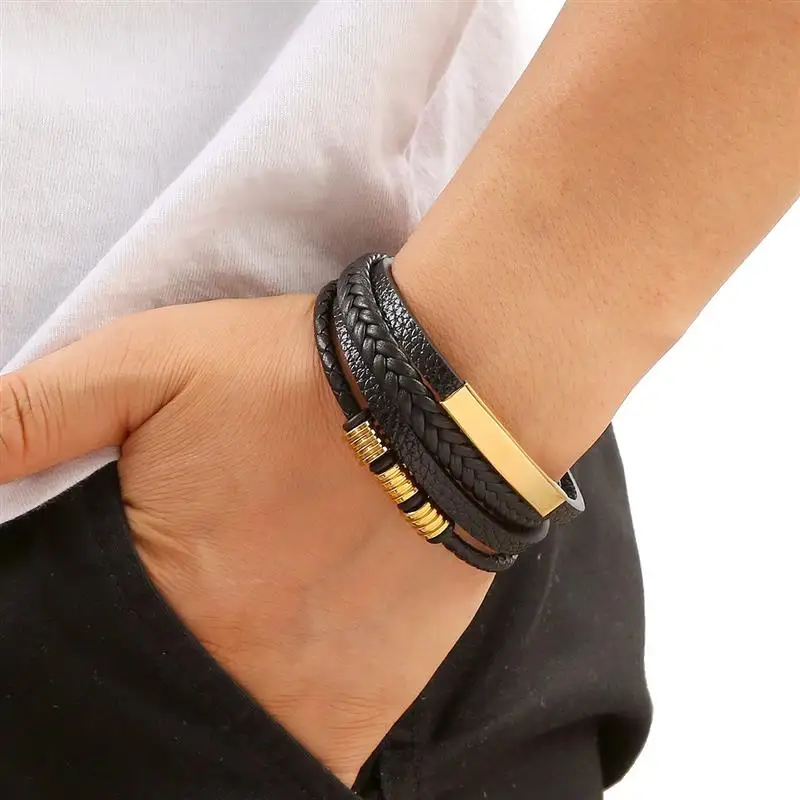 Classic Men's Leather Bracelet New Style Hand-woven Multi-layer Combination Accessory Fashion Man Jewelry Wholesale Dropshipping thumbnail 4