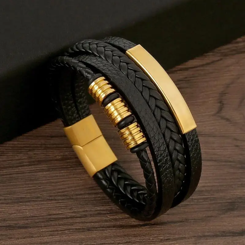 Classic Men's Leather Bracelet New Style Hand-woven Multi-layer Combination Accessory Fashion Man Jewelry Wholesale Dropshipping thumbnail 3