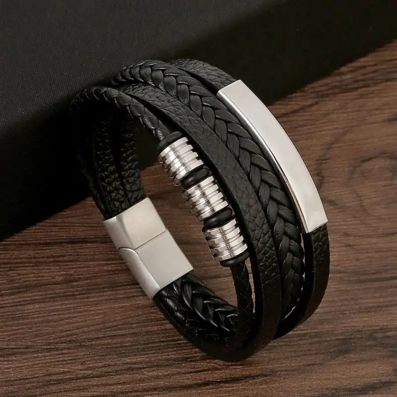 Classic Men's Leather Bracelet New Style Hand-woven Multi-layer Combination Accessory Fashion Man Jewelry Wholesale Dropshipping thumbnail 2