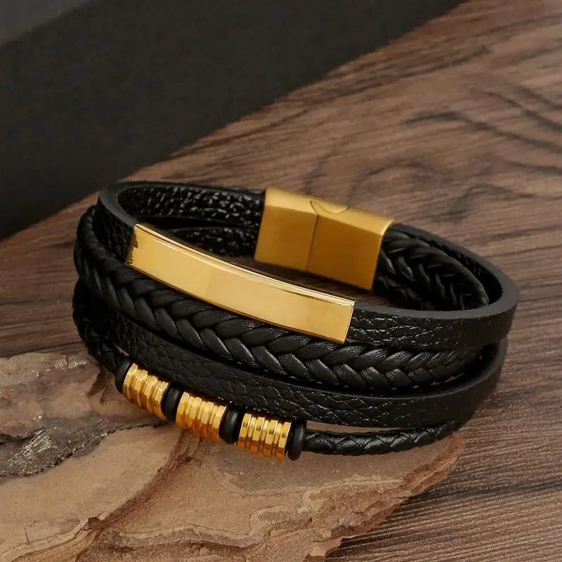 Classic Men's Leather Bracelet New Style Hand-woven Multi-layer Combination Accessory Fashion Man Jewelry Wholesale Dropshipping thumbnail 5
