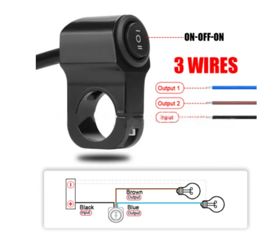 22mm 7/8in Aluminum Alloy Motorcycle Handlebar Headlight Switch Three-position Waterproof Switch 12V Fog Spotlight Retro Switch thumbnail 3
