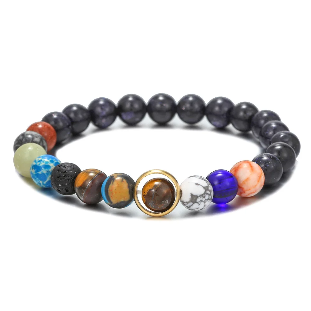 Creative Universe Solar System Bead Bracelet For Men Women Yoga Round Stone Crystal Couple Wristband Friendship Gift Jewelry thumbnail 6