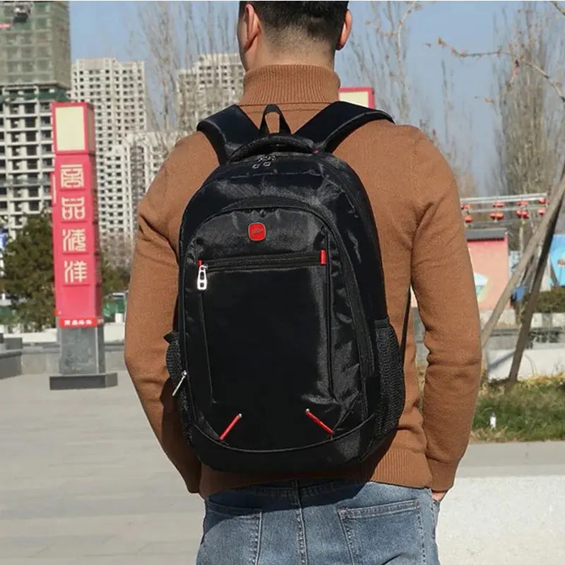 Large-capacity Student School Bag Casual Solid Color Backpack Material Oxford Men New Backpack Multi-functional  Simple Bag thumbnail 5