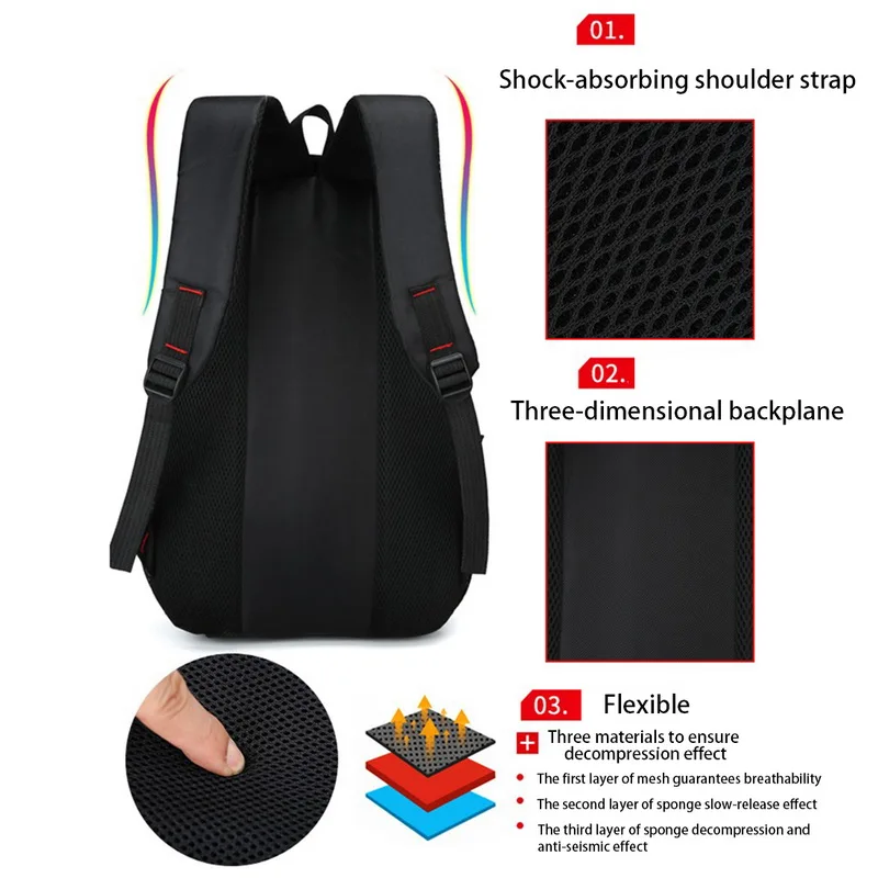 Large-capacity Student School Bag Casual Solid Color Backpack Material Oxford Men New Backpack Multi-functional  Simple Bag thumbnail 2