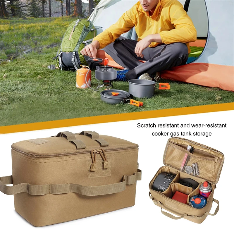 Outdoor Camping Gas Tank Storage Bag Large Capacity Ground Nail Tool Bag Gas Canister Picnic Cookware Utensils Kit Bag thumbnail 2