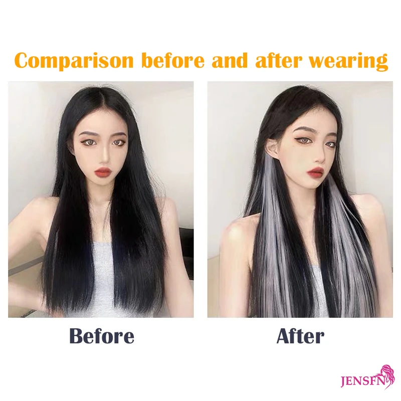 Color Extensions Clip-in One Piece Human Hair Extensions  22" Inch For Salon  For Women A Variety of Color thumbnail 2