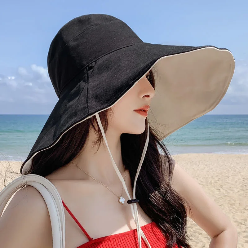 Wide Brim UPF 50+ Sun Hat Women Anti-UV Protection Hiking Fisherman Cap Fold Summer Solid Beach Hat 2023 Double sided Sun hat thumbnail 3