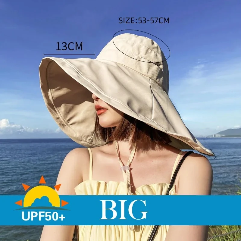 Wide Brim UPF 50+ Sun Hat Women Anti-UV Protection Hiking Fisherman Cap Fold Summer Solid Beach Hat 2023 Double sided Sun hat thumbnail 4