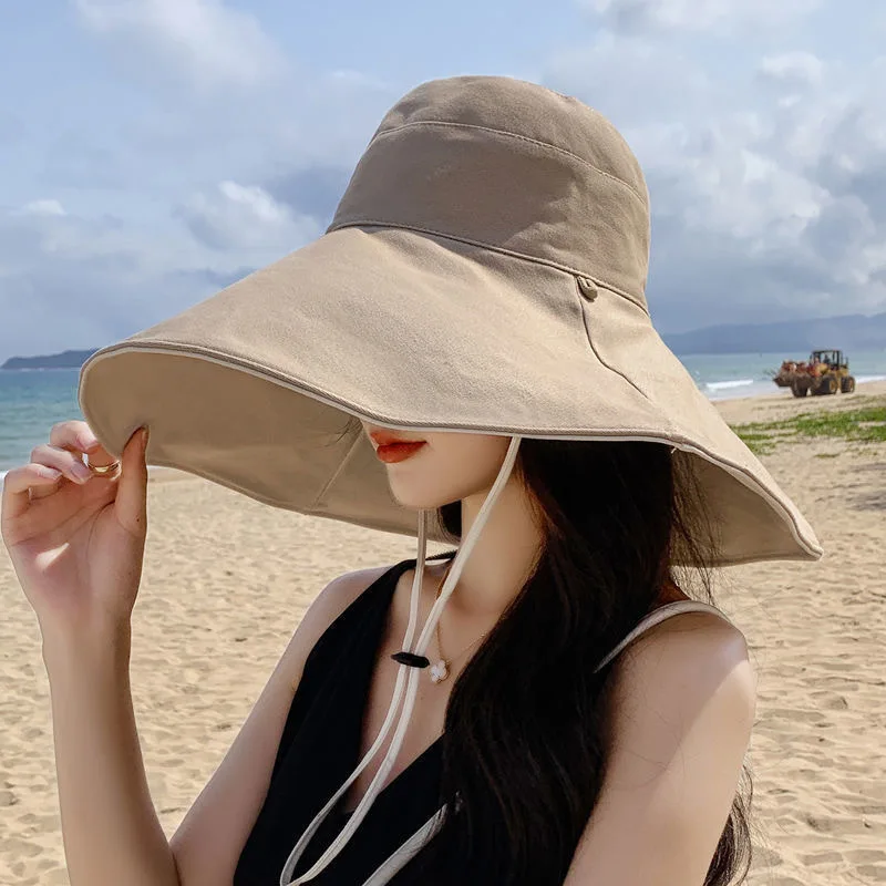 Wide Brim UPF 50+ Sun Hat Women Anti-UV Protection Hiking Fisherman Cap Fold Summer Solid Beach Hat 2023 Double sided Sun hat thumbnail 2