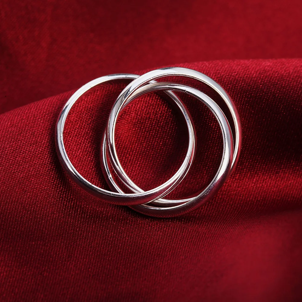 925 Sterling Silver Three Round Woman Rings Fine Jewelry Wholesale Trending Products Offers With Chshine Jewellery thumbnail 4