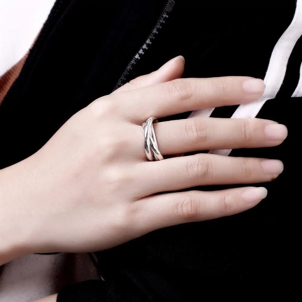 925 Sterling Silver Three Round Woman Rings Fine Jewelry Wholesale Trending Products Offers With Chshine Jewellery thumbnail 5