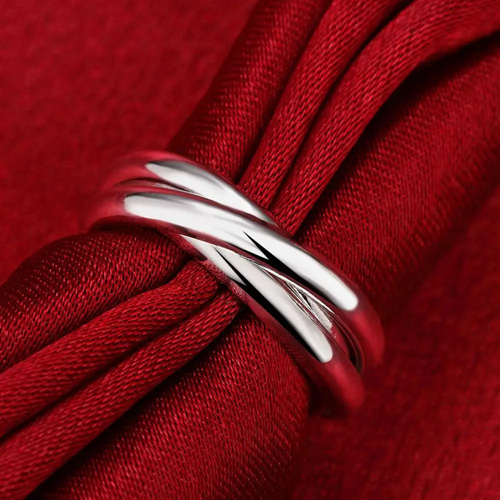 925 Sterling Silver Three Round Woman Rings Fine Jewelry Wholesale Trending Products Offers With Chshine Jewellery thumbnail 3