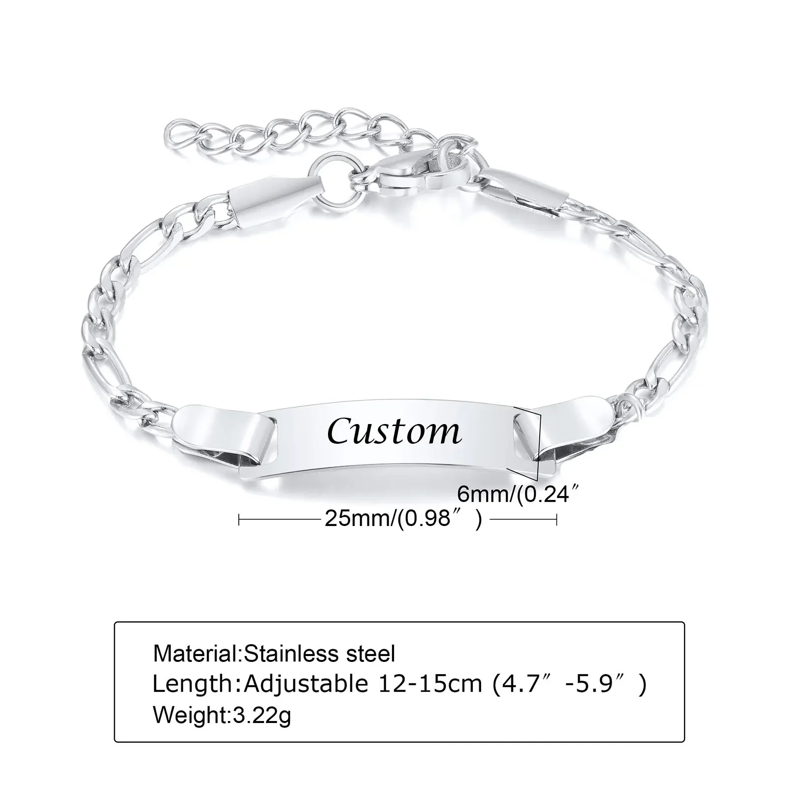 Personalize Baby Name Bracelets Non Allergy Stainless Steel Infant Baptism Bangle Jewelry Custom Boy Girl Family Love Gifts thumbnail 5