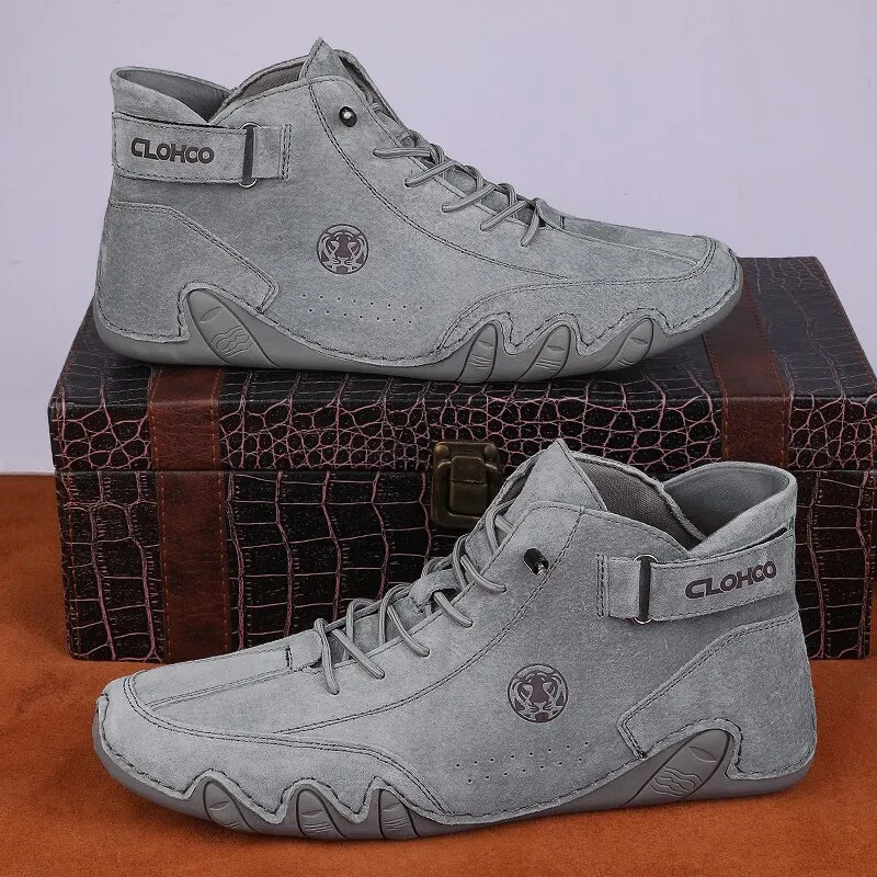 Men's Genuine Leather Shoes Ankle Boots 2023 Men Sneakers Outdoor Light Lace-Up Casual Shoes Fashion Loafers Winter Warm Boots thumbnail 4