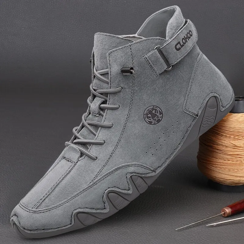 Men's Genuine Leather Shoes Ankle Boots 2023 Men Sneakers Outdoor Light Lace-Up Casual Shoes Fashion Loafers Winter Warm Boots thumbnail 2