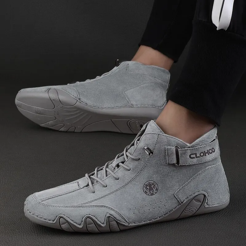Men's Genuine Leather Shoes Ankle Boots 2023 Men Sneakers Outdoor Light Lace-Up Casual Shoes Fashion Loafers Winter Warm Boots thumbnail 5