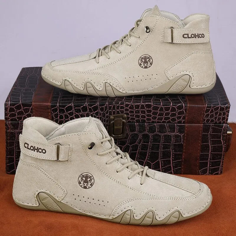 Men's Genuine Leather Shoes Ankle Boots 2023 Men Sneakers Outdoor Light Lace-Up Casual Shoes Fashion Loafers Winter Warm Boots thumbnail 3