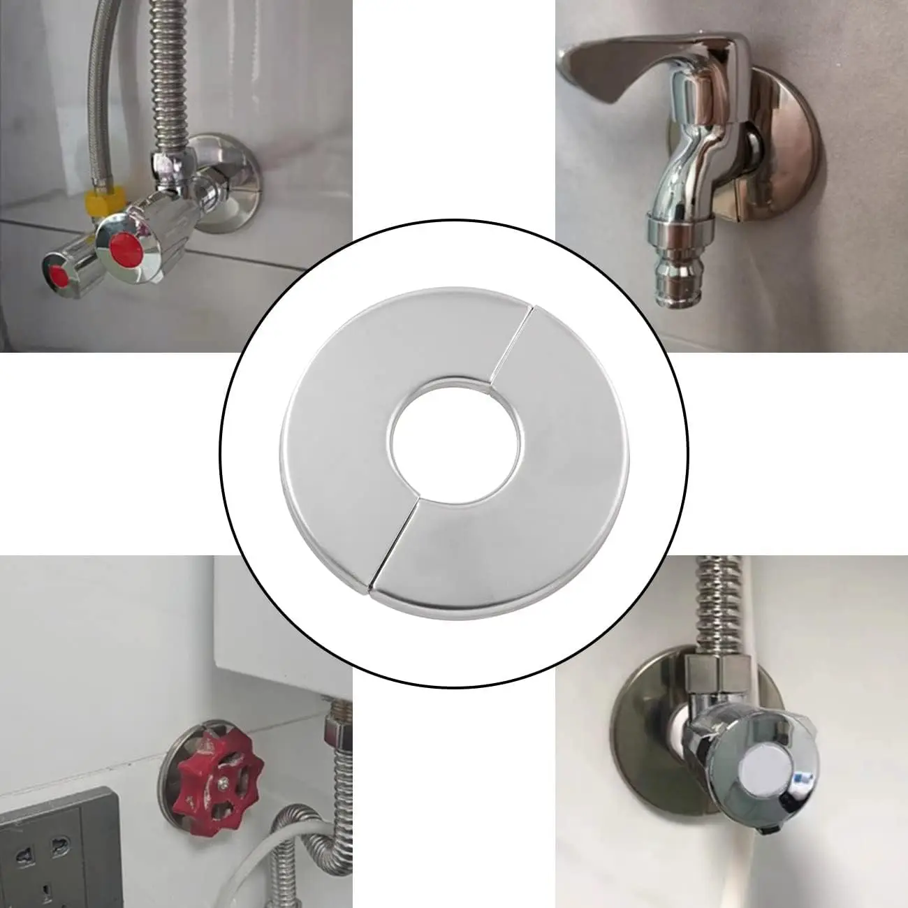 Stainless Steel Faucet Decorative Cover Self-Adhesive Faucet Shower Water Pipe Chrome Finish Wall Covers Bathroom Accessories thumbnail 6