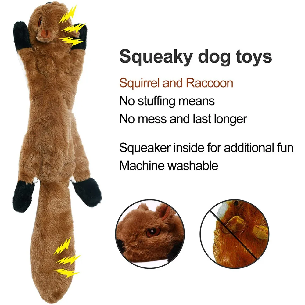 Funny Simulated Animal No Stuffing Dog Toy with Squeakers Durable Stuffingless Plush Squeaky Dog Chew Toy Crinkle Pet Squeak Toy thumbnail 2