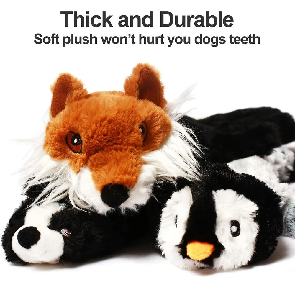 Funny Simulated Animal No Stuffing Dog Toy with Squeakers Durable Stuffingless Plush Squeaky Dog Chew Toy Crinkle Pet Squeak Toy thumbnail 3